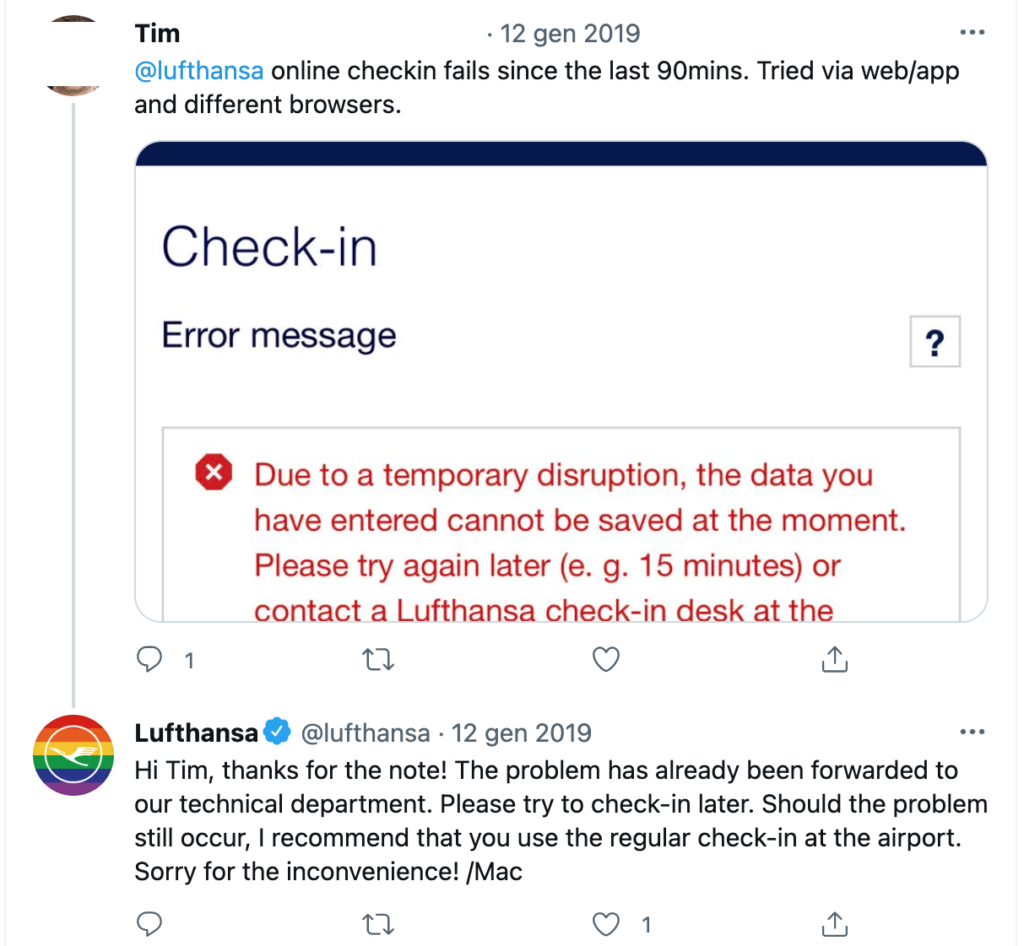 gestione cliente lufthansa